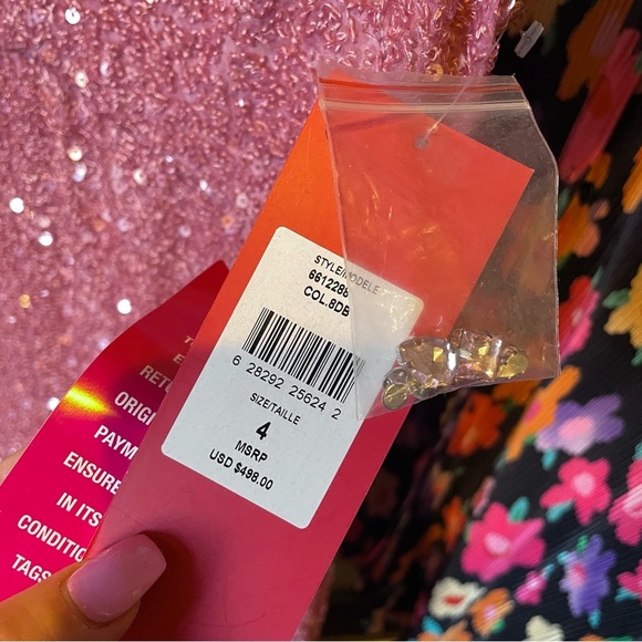 NEW Carmen Marc Valvo Pink Sequin Mermaid Gown - Picture 8 of 14